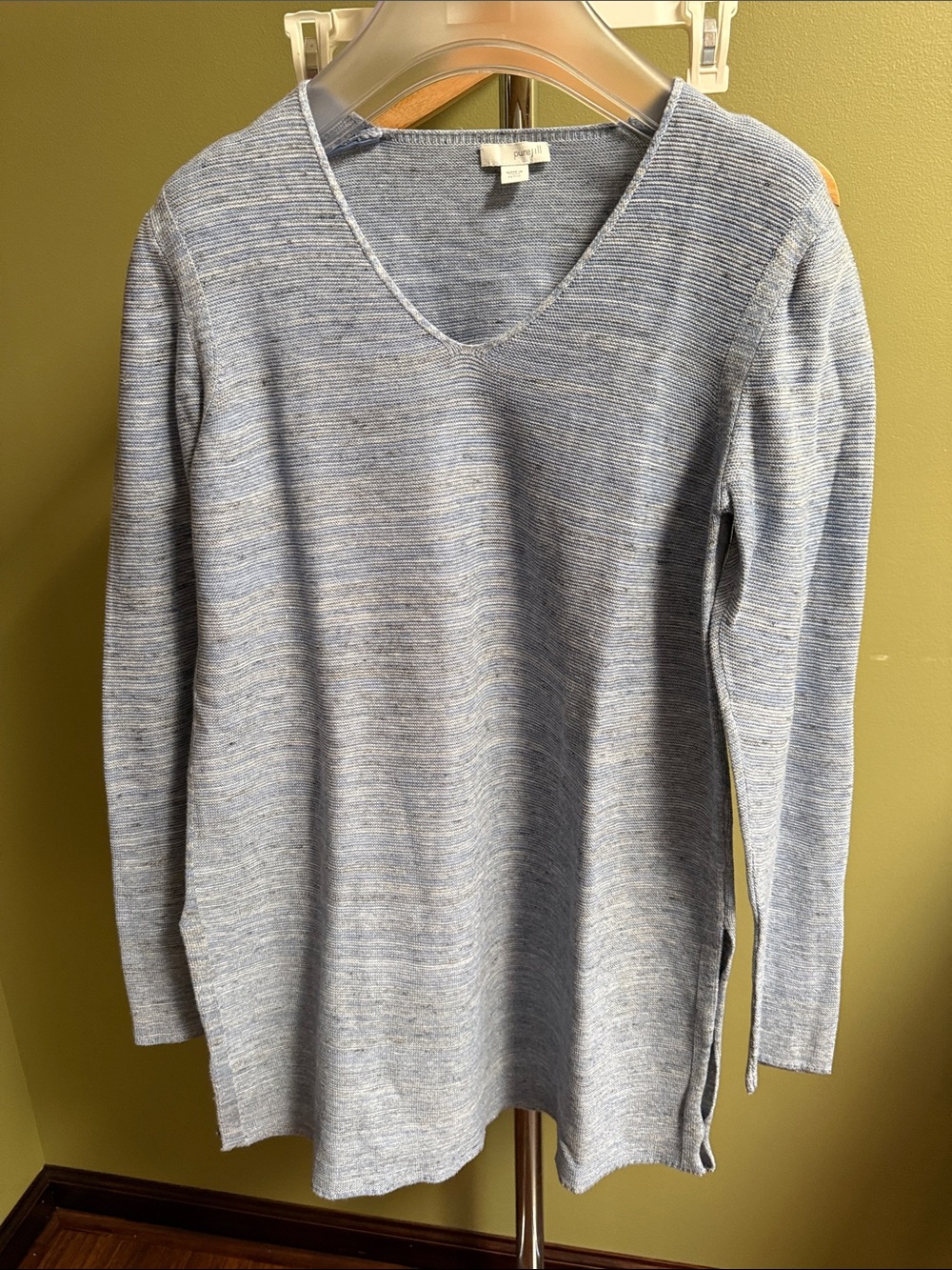 Light Blue V-Neck Women's Sweater
